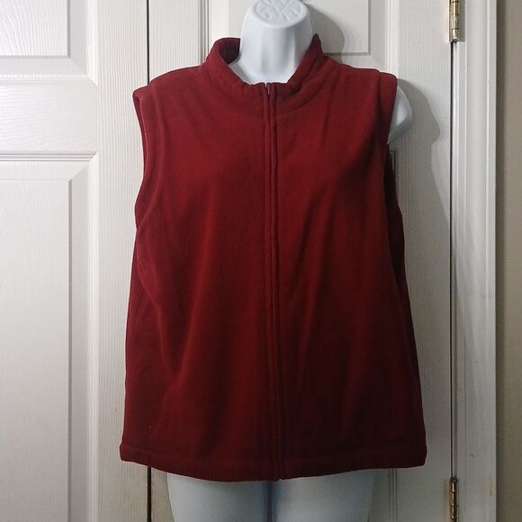 Christopher & Banks maroon reversible fleece sweater vest Sz M NWOT - Picture 7 of 8